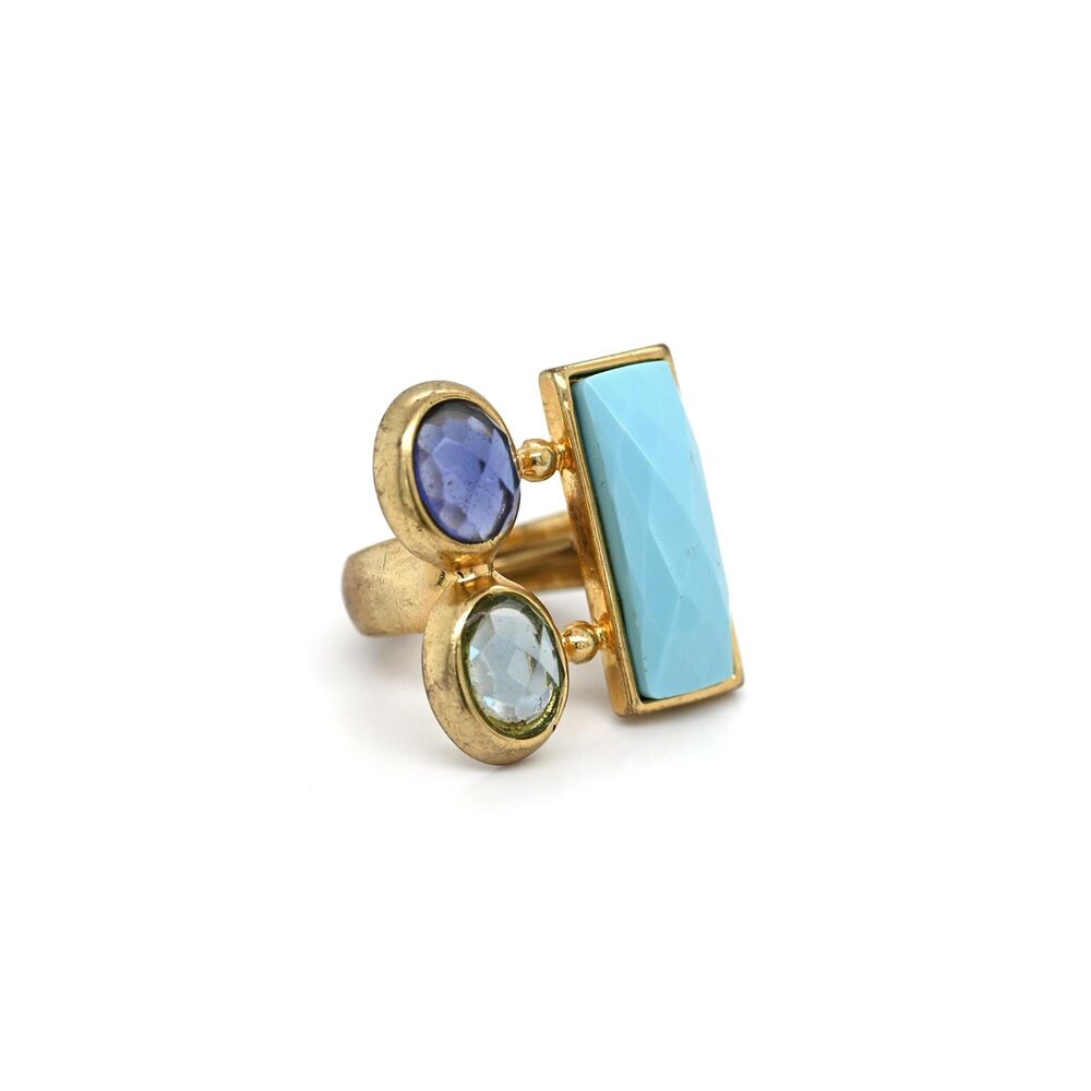 KARA by KARA ROSS Gold Tone Multi-Gem Statement Cocktail Ring | Blue Gemstone